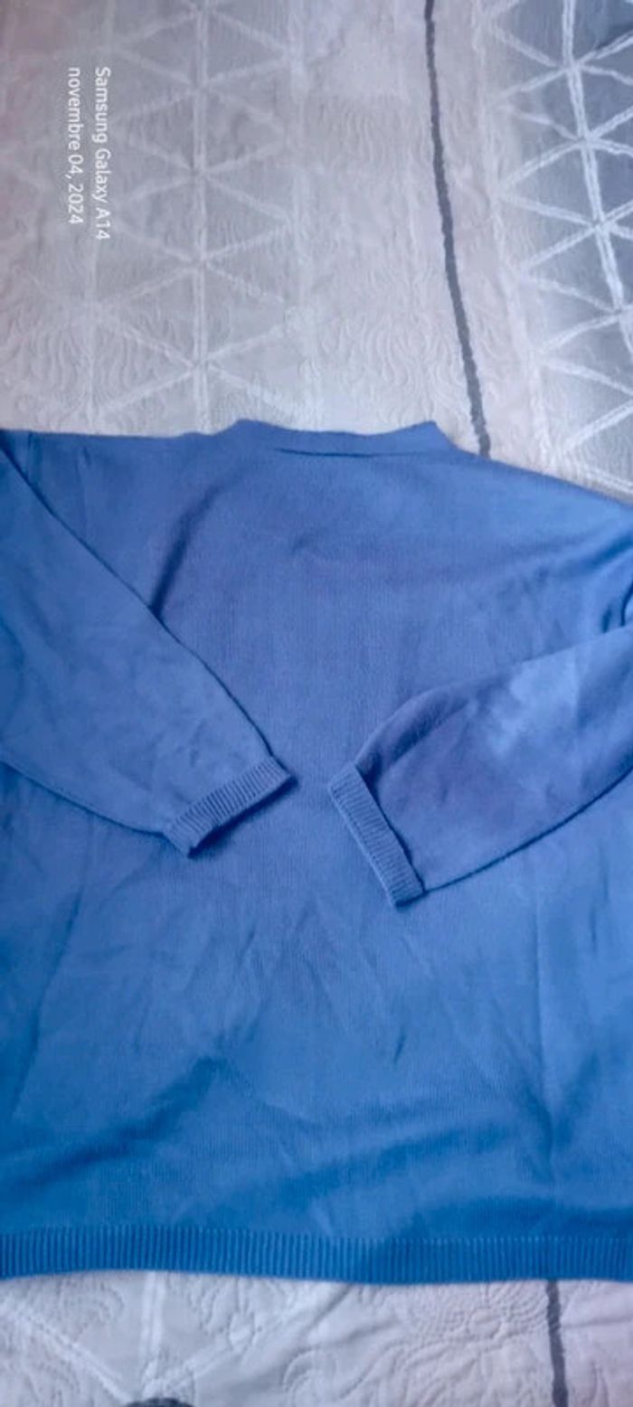 Pull col en V faux boutonnage manches 3/4 lavande 42 classic woman - photo numéro 10