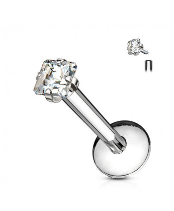 Piercing Labret contour Levre Strass carré Broche vissable strass blanc contour bouche monroe medusa