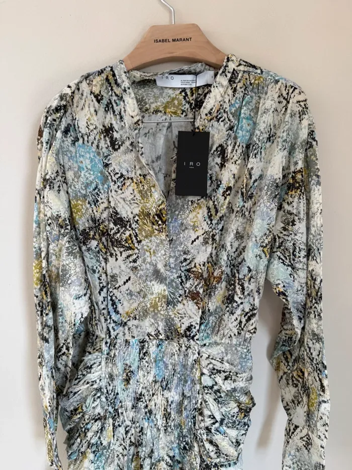 Robe IRO imprimée bleu vert - photo numéro 2