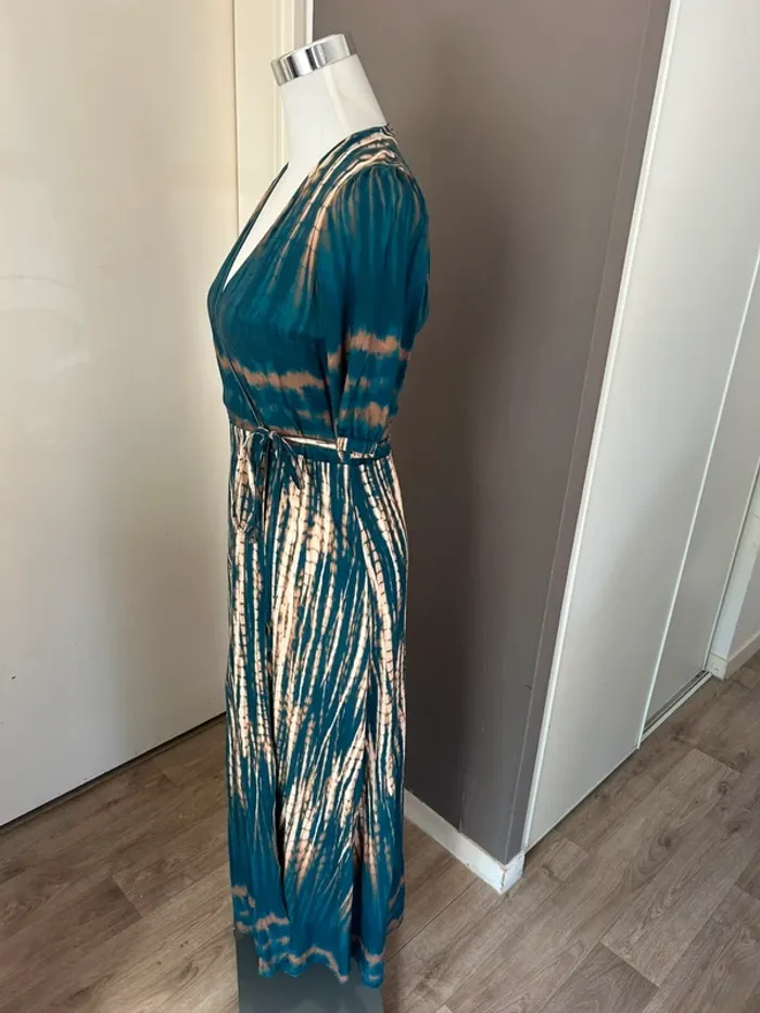 La fée Maraboutée, robe, longue imprimée, bleu et beige femme taille S/36 - photo numéro 5