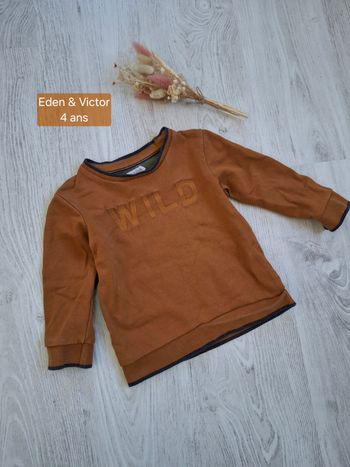 Haut/sweat garçon marron eden et Victor – 4 ans