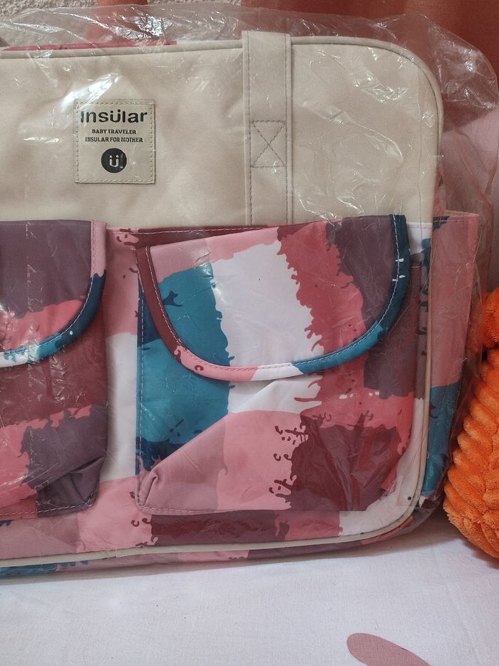 Sac à langer mixte neuf - Rose, bleu et beige - Insular - photo numéro 3