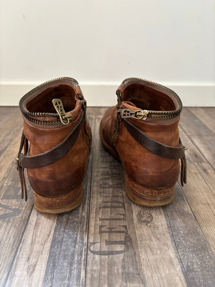 Bottines AS98 style motarde en cuir marron pointure 37 - photo numéro 8