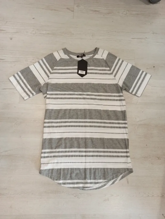 Tee shirt marinière grise et blanche homme xxl