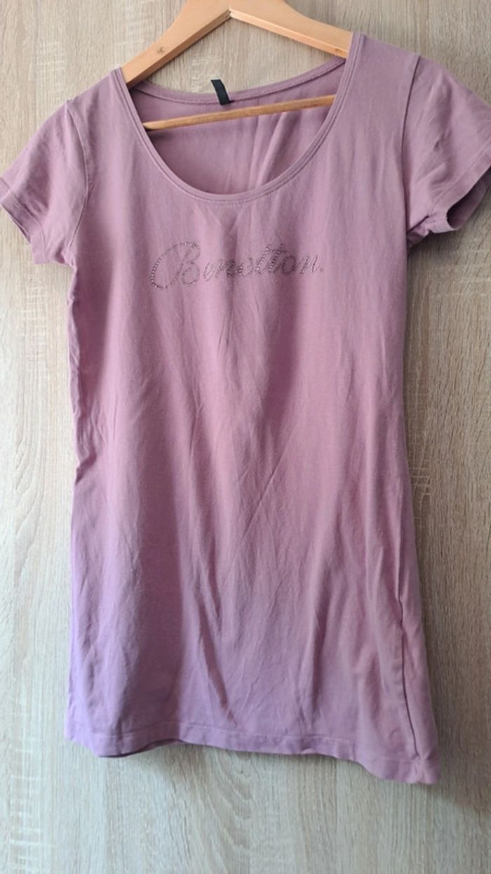 T shirt Benetton rose foncé taille S