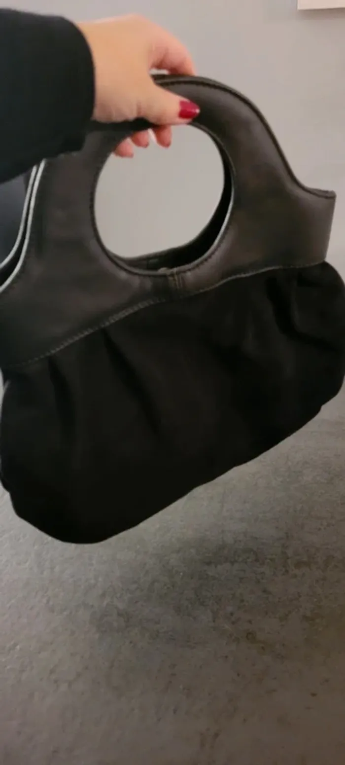 Sac suéde et cuir noir TeX neuf - photo numéro 7