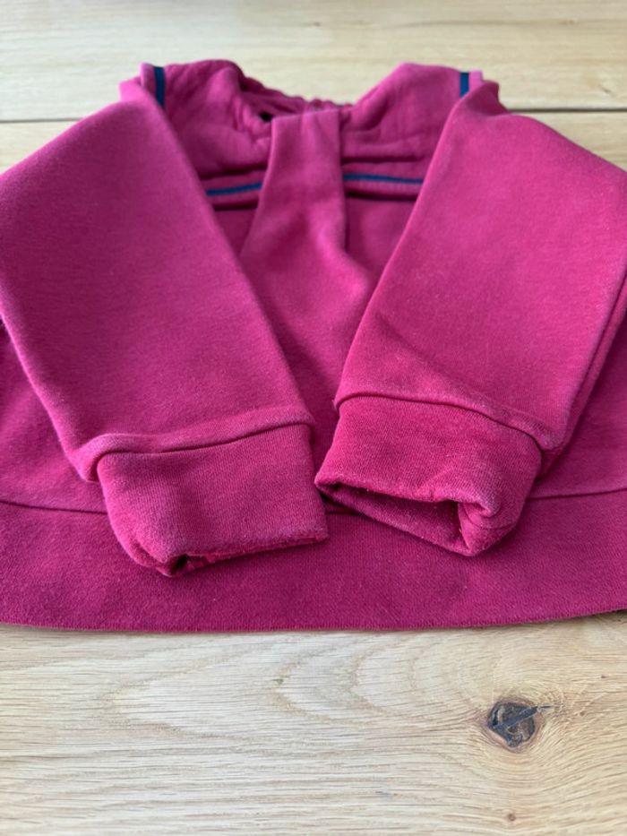 Sweat rouge bordeaux maxi col carré noeud - Taille 3 Ans - photo numéro 6