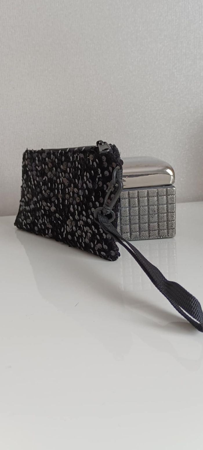 Pochette porte-monnaie noire à sequins - photo numéro 6