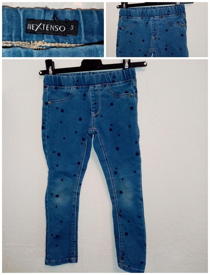 3 ans in extenso pantalon jeans a élastique imprimé "petite étoiles" /Excellent état - photo numéro 5