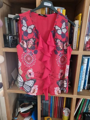 Chemisier en voile rouge Desigual taille L