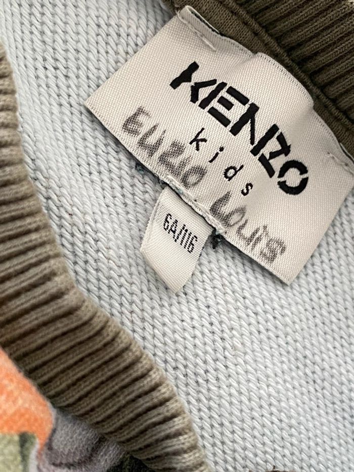 Sweat-shirt kaki avec tigres et éléphants Kenzo taille 6 ans/116 cm - photo numéro 3