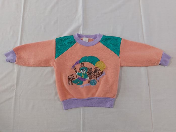 Pull sweet saumon, violet et vert taille 18 mois