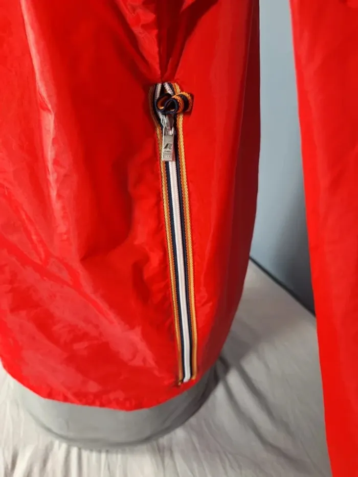 K-Way Vintage Rouge – Made in France – Coupe-vent à capuche (562) - photo numéro 7