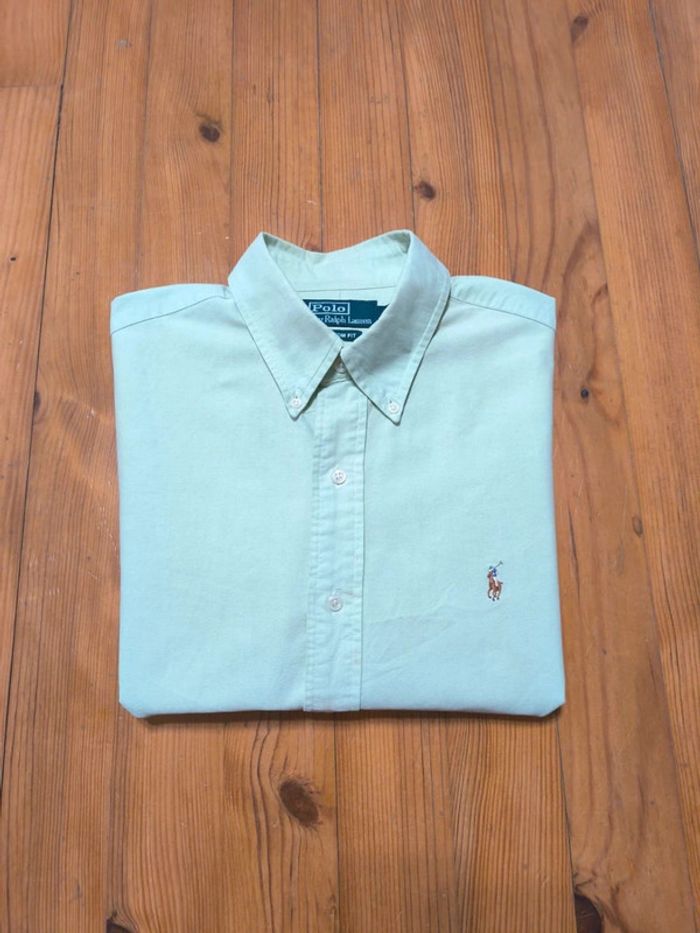 Chemise manches longues - Ralph Lauren - Custom Fit - Logo brodé premium - Menthe - Taille L - photo numéro 2