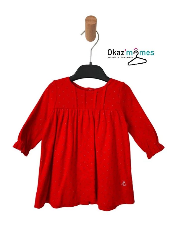 Robe à manches longues rouge à pois pailletés - Petit Bateau 6 mois