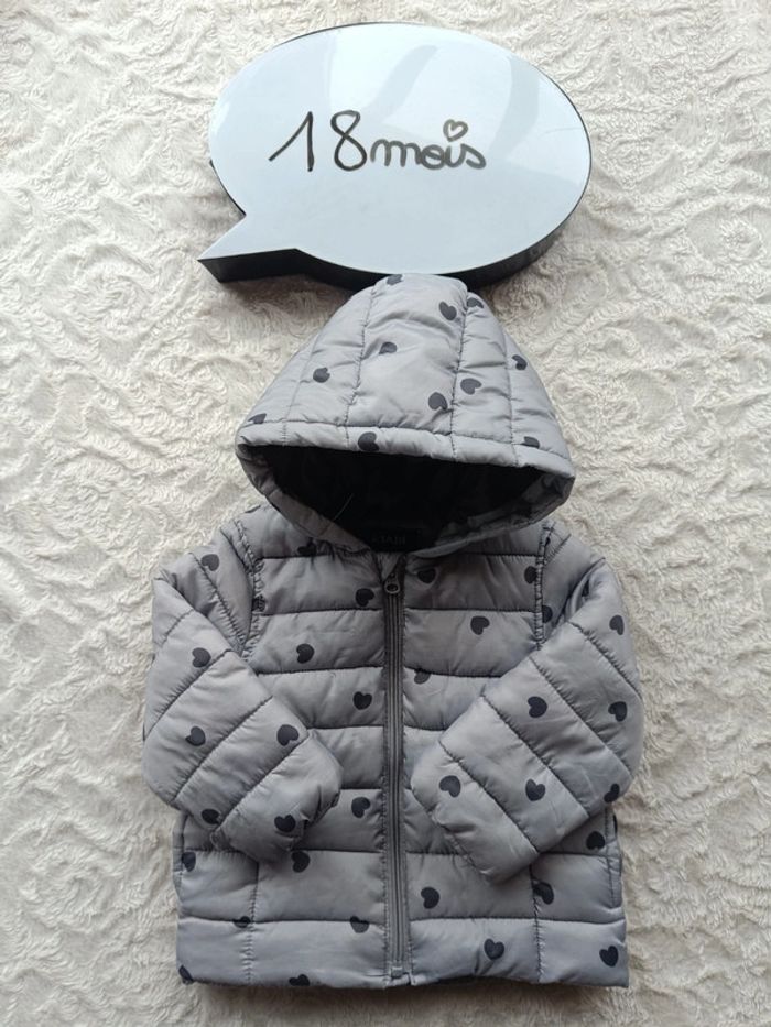 Blouson manteau doudoune avec capuche Fille 18 mois cœur Kiabi