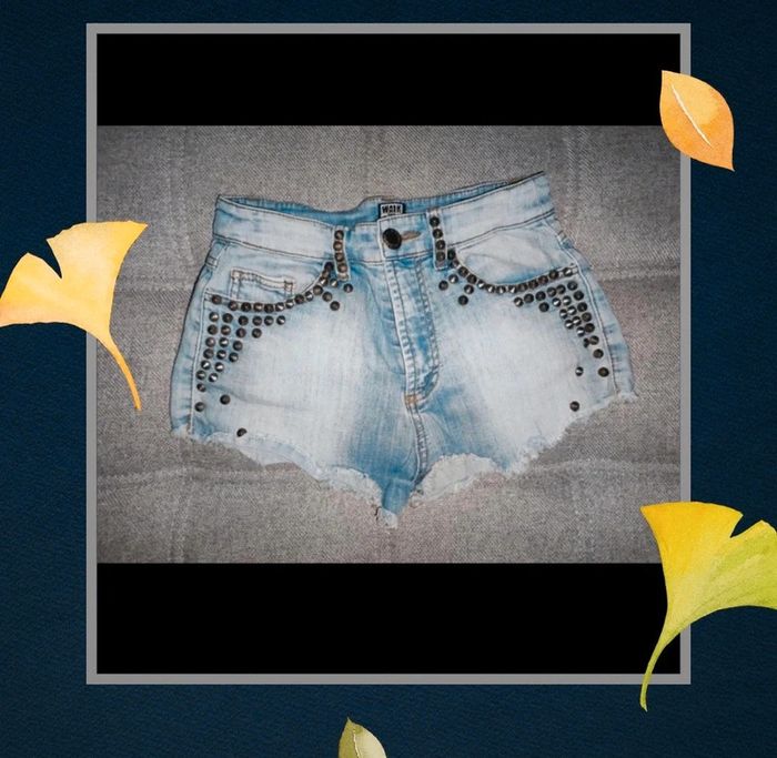 Short en jeans strass XS