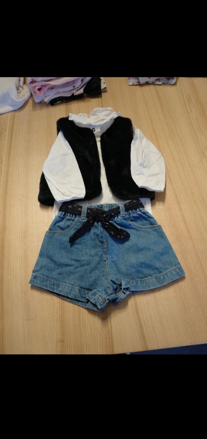 Ensemble short chemise et veste moumoute