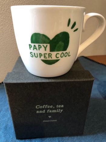 Mug Émoi Émoi Papy super cool vert sapin porcelaine 425 ml NEUF boîte cadeau