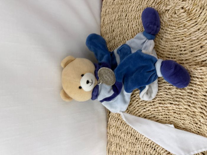 Doudou plat marionnette ours fun bleu DOUDOU ET COMPAGNIE - photo numéro 2