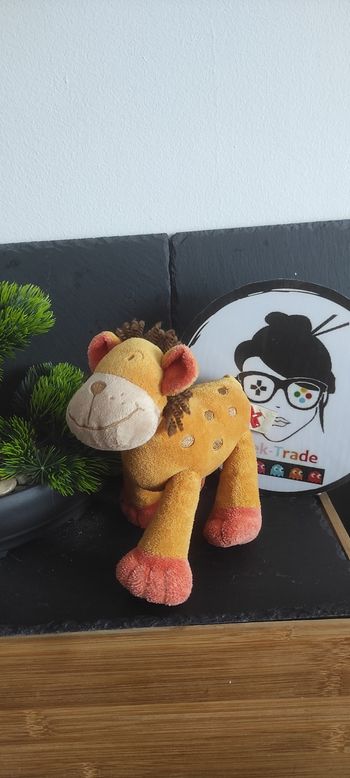 Doudou Lion orange Nicotoy Marron pois  laine Peluche Ancien Vintage Bruissant