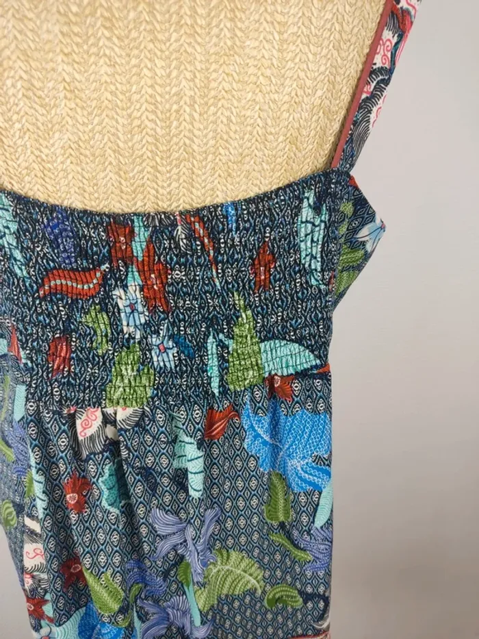 Robe mi-longue à bretelles motifs graphiques et fleuris multicolore taille 48 - photo numéro 6