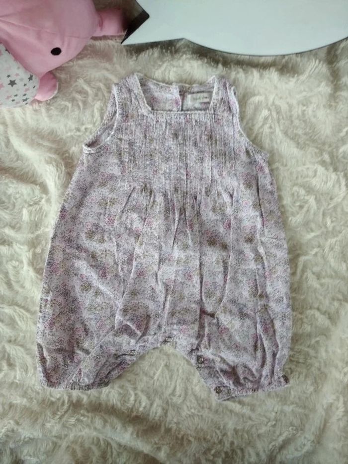 Barboteuse été combishort Fille 3 mois Fleurs Bout'chou - photo numéro 2