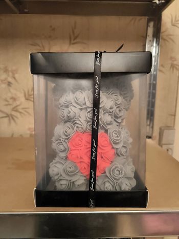 Ours en rose saint Valentin 25 cm neuve