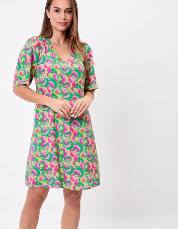 Robe fluide manches tulipes - PUCE - motif Youpi - taille XXL - LA FIANCEE