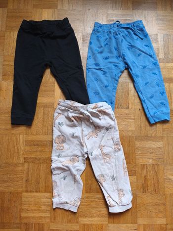 Lot de 3 pantalons joggings 36 mois garçon noir bleu beige animaux jungle coton