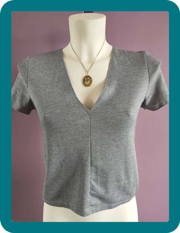 Tee shirt gris Zara - photo numéro 3