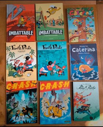 Lot 9 bd super héros et pirates : Imbattable, Crash, Famille pirate, perles et pirates, Caterina