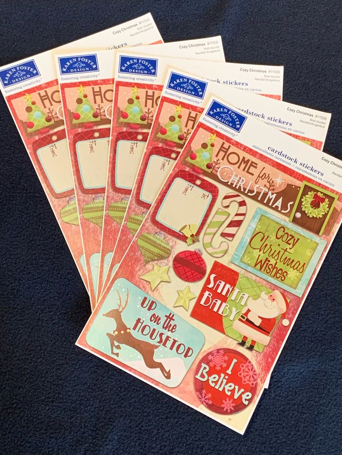 Lot 5 planches autocollants cartonnées Noël