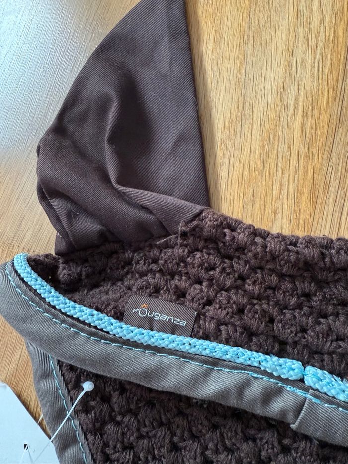 Bonnet d’équitation marron et bleu ciel fouganza cheval - photo numéro 6