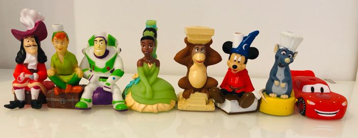 Disney Disneyland lot 8 bouchons pailles figurine straw bottle cap figure lot collection SOP77