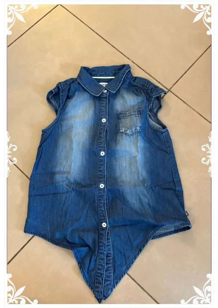 👗 Chemise sans manches fille 10 ans - okaidi en jean effet délavé - photo numéro 3
