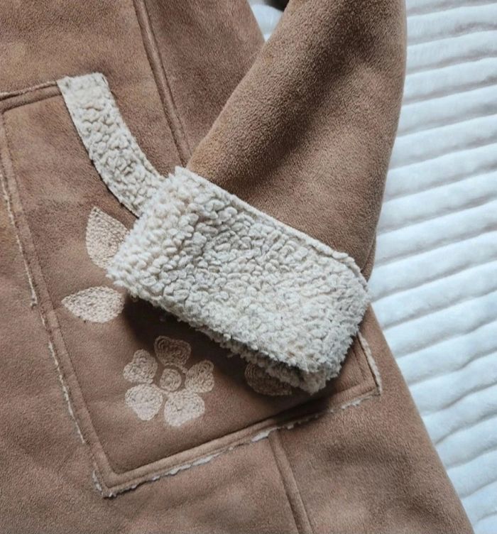 Manteau Kiabi effet peau lainée camel – Taille 42 – Chaud & doublé - photo numéro 4