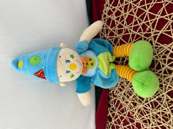 Nicotoy Doudou Clown Lutin Orange Bleu Vert Jaune Rouge Etoile Bonnet