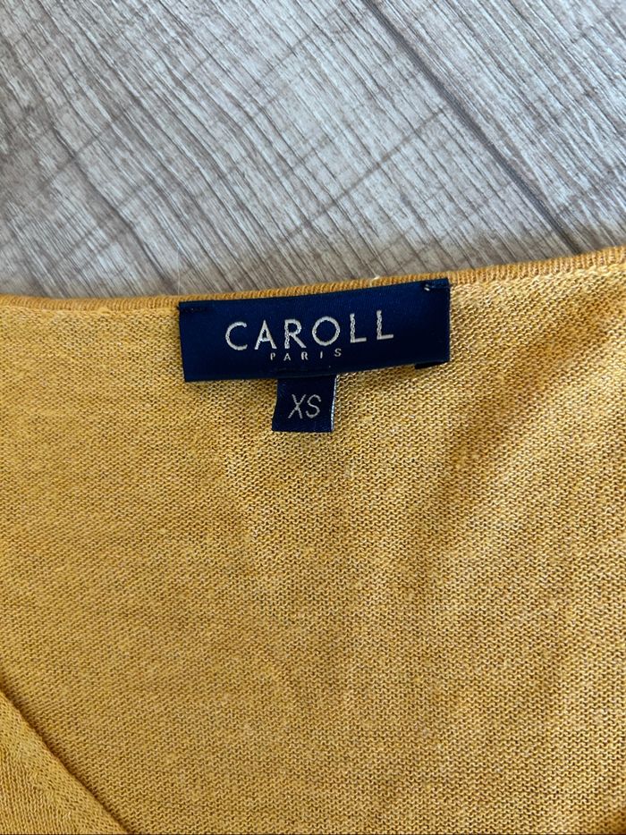 Pull jaune moutarde à manches longues Caroll taille XS TBE - photo numéro 9