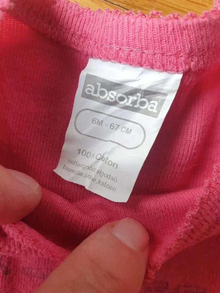 Pyjama sans pieds 6 mois Absorba Ta p'tite étoile rose fushia - photo numéro 4