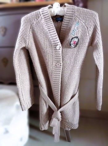 Gilet laine Fille 8 ans la compagnie des petits LCDP Long beige TBE