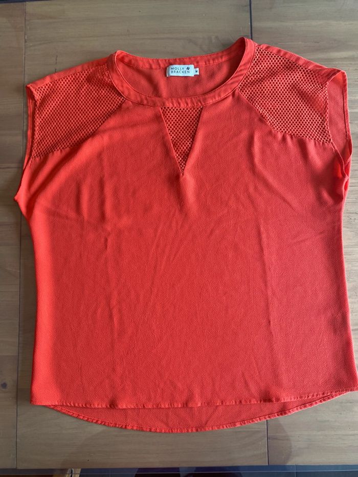 Tee shirt Molly Bracken manche courte corail coupe oversize taille M - photo numéro 11