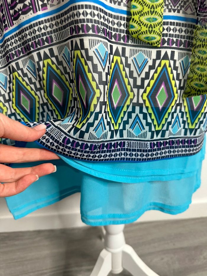 Robe bariolée géométrique verte et bleue Derhy T36 S - photo numéro 4