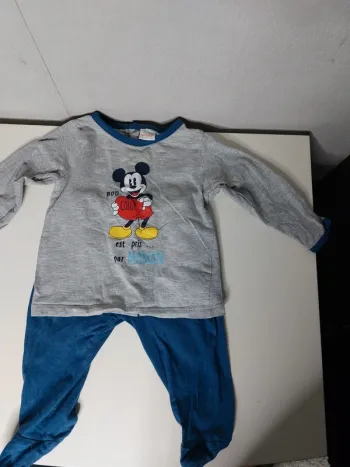 Ensemble pyjama manche longue gris et bleu "Disney baby"