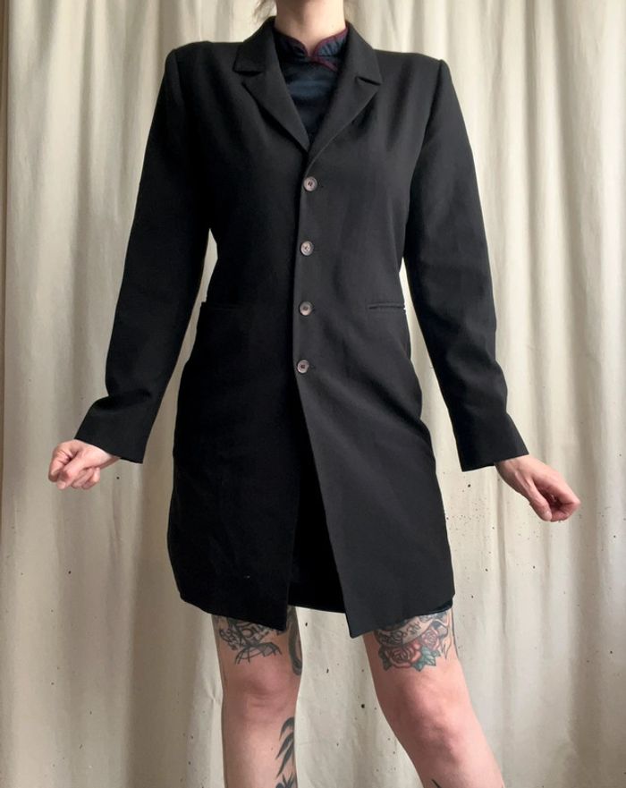 Blazer long noir Goth Officecore 🦇 vintage 90s - Taille M - photo numéro 3