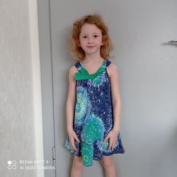 Robe verte et bleue à motifs 5ans