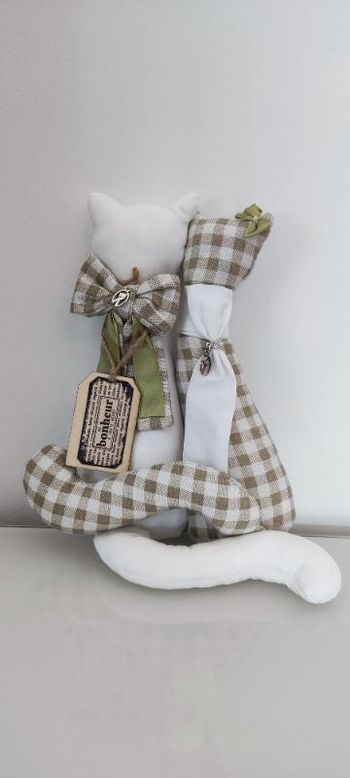 Chat en couple en tissu fait main