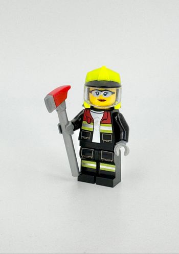 Lego Figurines City : Femme Pompier / Femme du Feu munie de sa hâche emblématique - NEUF