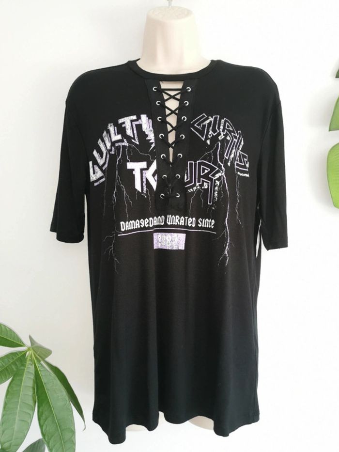 Tee-shirt oversize noir à lacets Guilty Girls Ardene Taille XXS - photo numéro 6