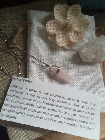 Collier pierre de quartz rose
